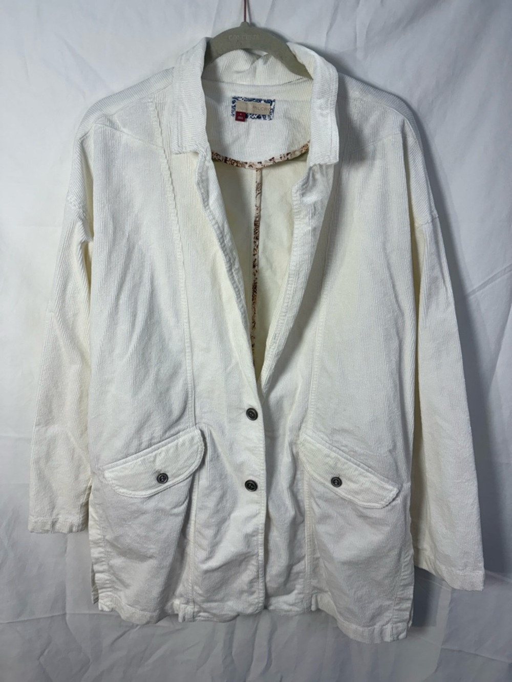 Pilcro Corduroy Blazer Jacket Cream Button Front Utility Jacket S - Picture 2 of 6